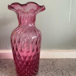 Elegant Cranberry glass optic Pink Glass Vase